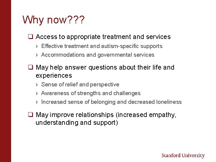 Why now? ? ? q Access to appropriate treatment and services › Effective treatment