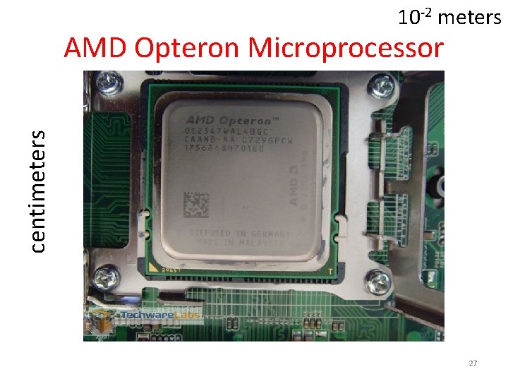 10 -2 meters centimeters AMD Opteron Microprocessor 27 