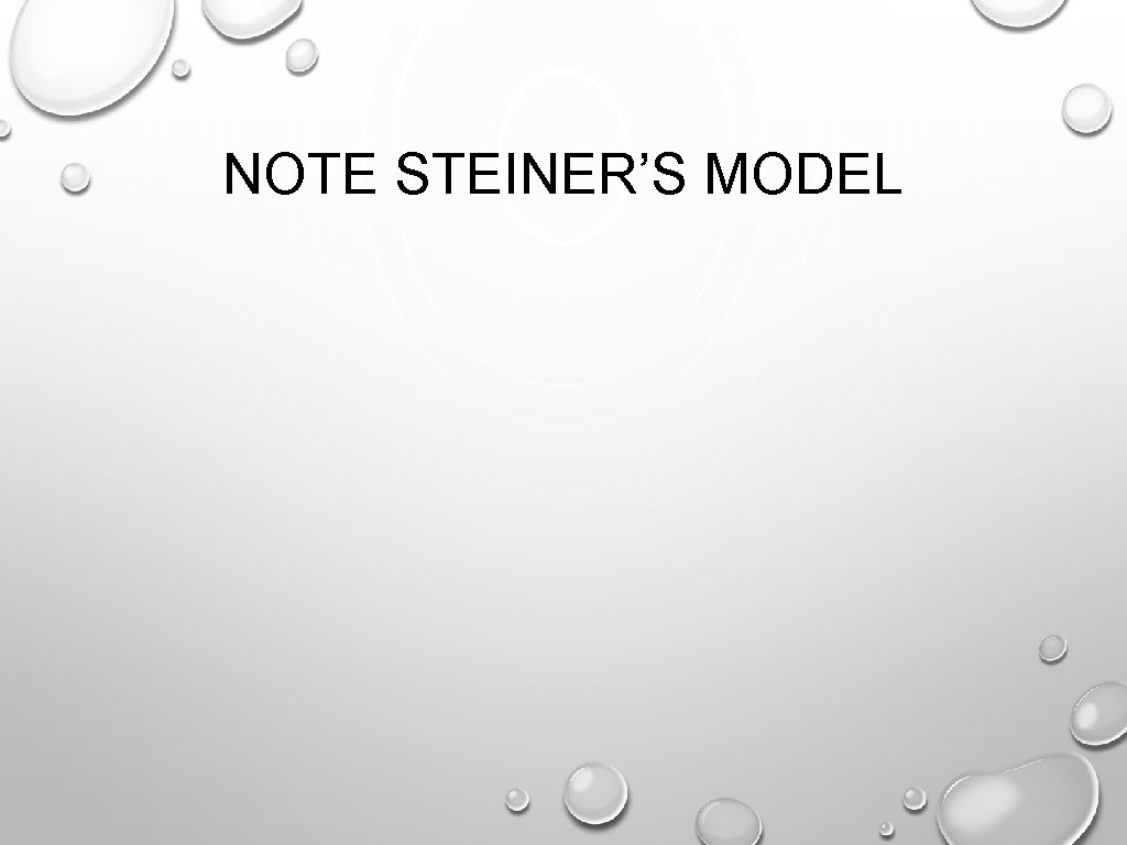 NOTE STEINER’S MODEL NOTE STEINER’S MODEL