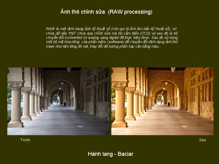 Ảnh thô chỉnh sữa (RAW processing) RAW là một định dạng ảnh kỹ thuật