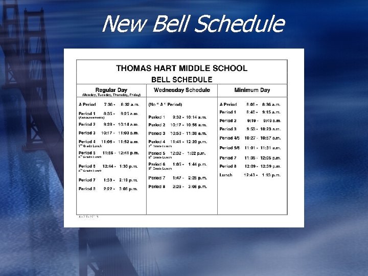 New Bell Schedule 