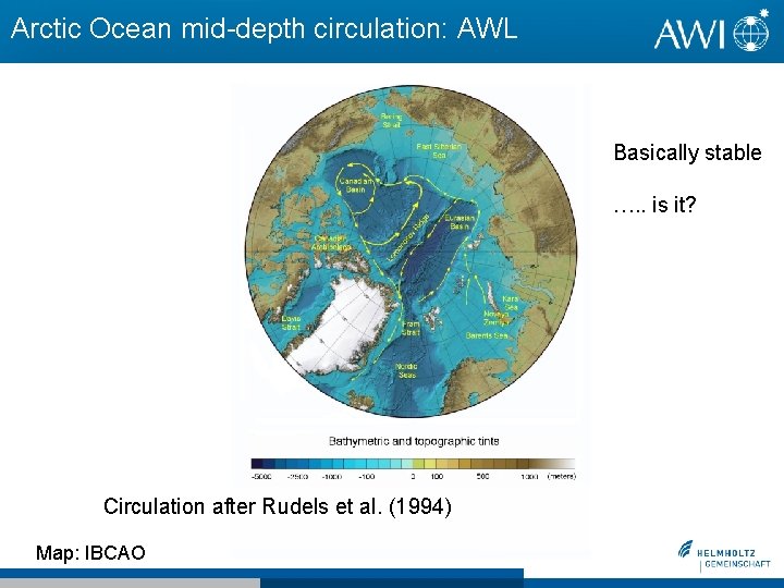 Arctic Ocean mid-depth circulation: AWL Basically stable …. . is it? Circulation after Rudels Arctic Ocean mid-depth circulation: AWL Basically stable …. . is it? Circulation after Rudels