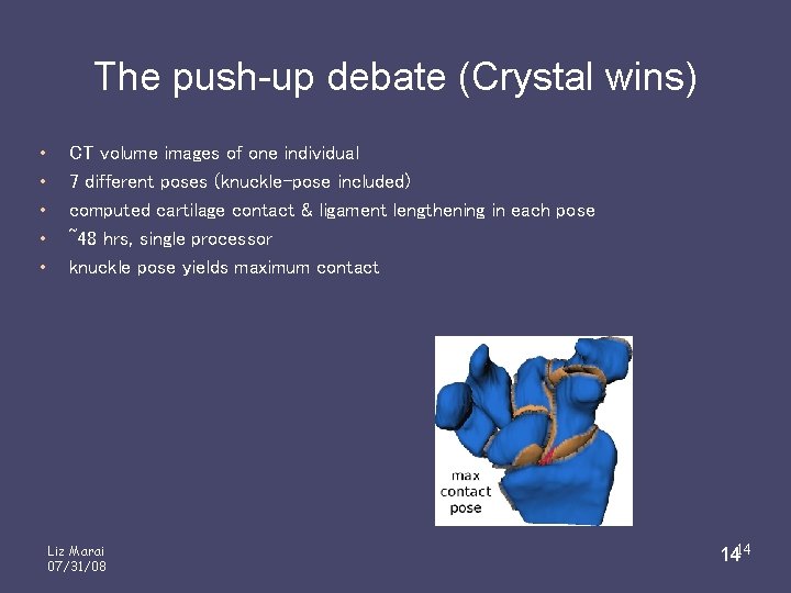 The push-up debate (Crystal wins) • • • CT volume images of one individual