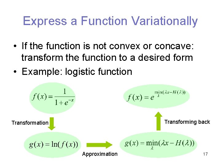 Express a Function Variationally • If the function is not convex or concave: transform