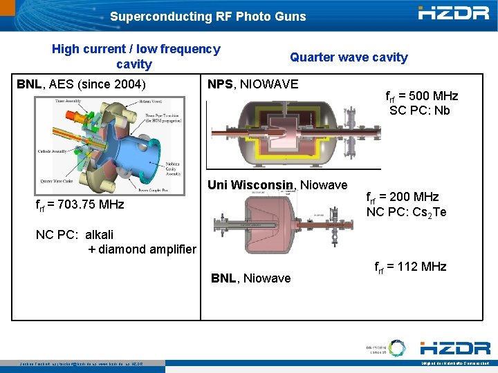 Superconducting RF Photo Guns High current / low frequency cavity BNL, AES (since 2004)