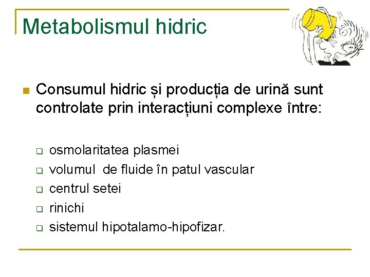 Metabolismul hidric n Consumul hidric și producția de urină sunt controlate prin interacțiuni complexe