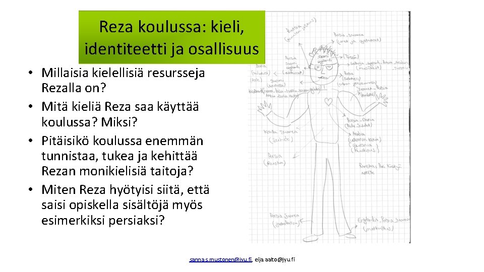 Reza koulussa: kieli, identiteetti ja osallisuus • Millaisia kielellisiä resursseja Rezalla on? • Mitä