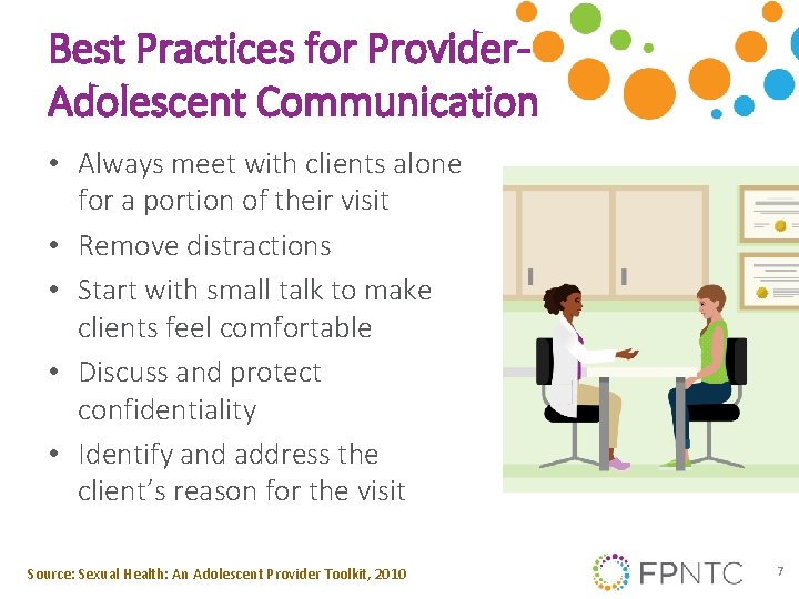 Best Practices for Provider. Adolescent Communication • Always meet with clients alone for a Best Practices for Provider. Adolescent Communication • Always meet with clients alone for a