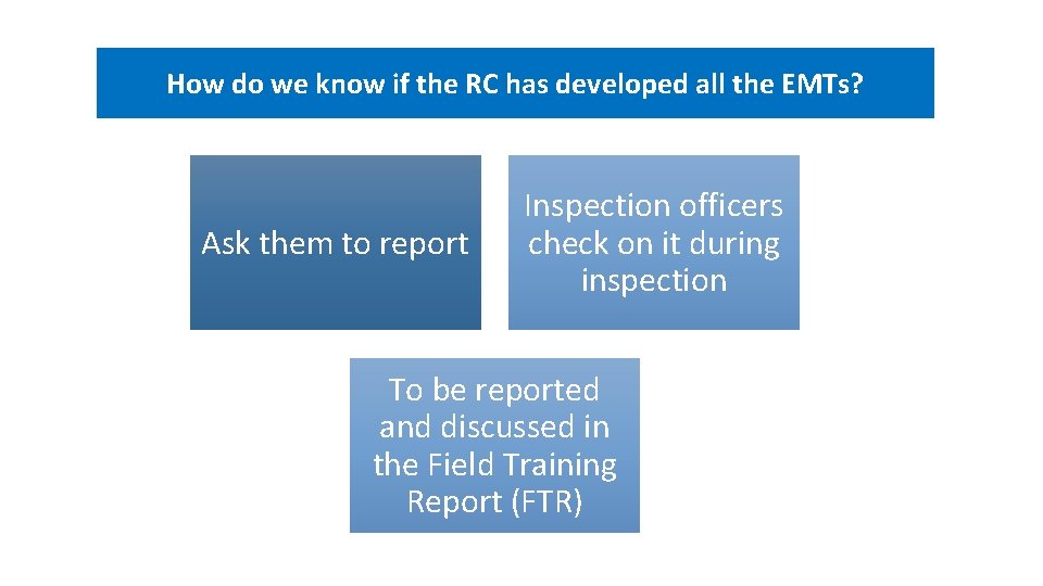 How do we know if the RC has developed all the EMTs? Ask them