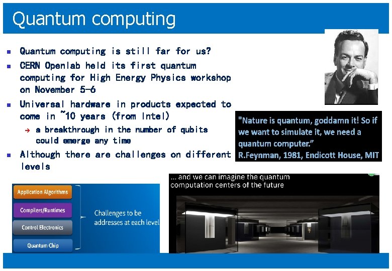 Quantum computing n n n Quantum computing is still far for us? CERN Openlab