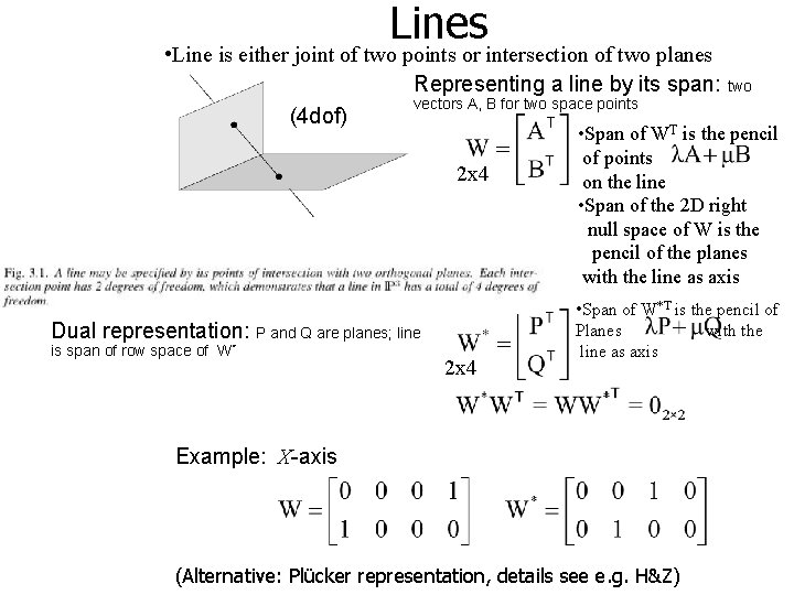 Lines • Line is either joint of two points or intersection of two planes