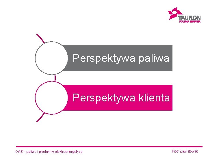 Perspektywa paliwa Perspektywa klienta GAZ – paliwo i produkt w elektroenergetyce Piotr Zawistowski 