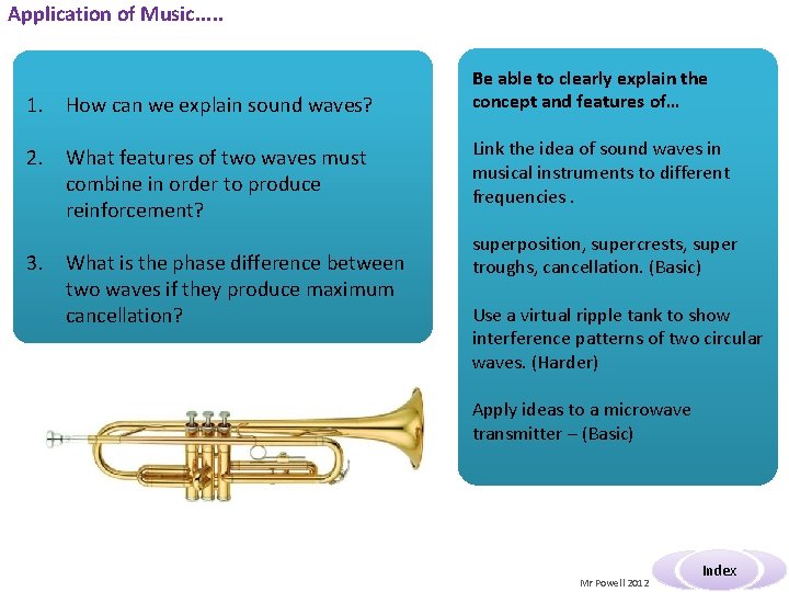 Application of Music. . . 1. How can we explain sound waves? 2. What Application of Music. . . 1. How can we explain sound waves? 2. What