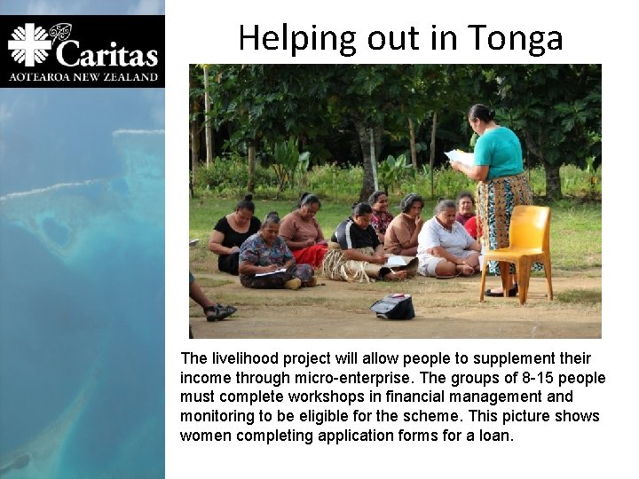 Helping out in Tonga The livelihood project will allow people to supplement their income