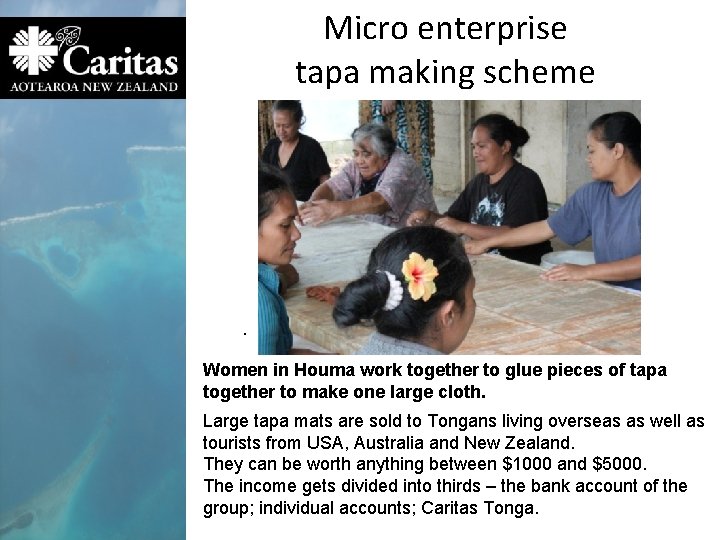 Micro enterprise tapa making scheme . Women in Houma work together to glue pieces