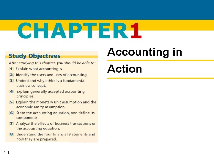 CHAPTER 1 Accounting in Action 1 -1 