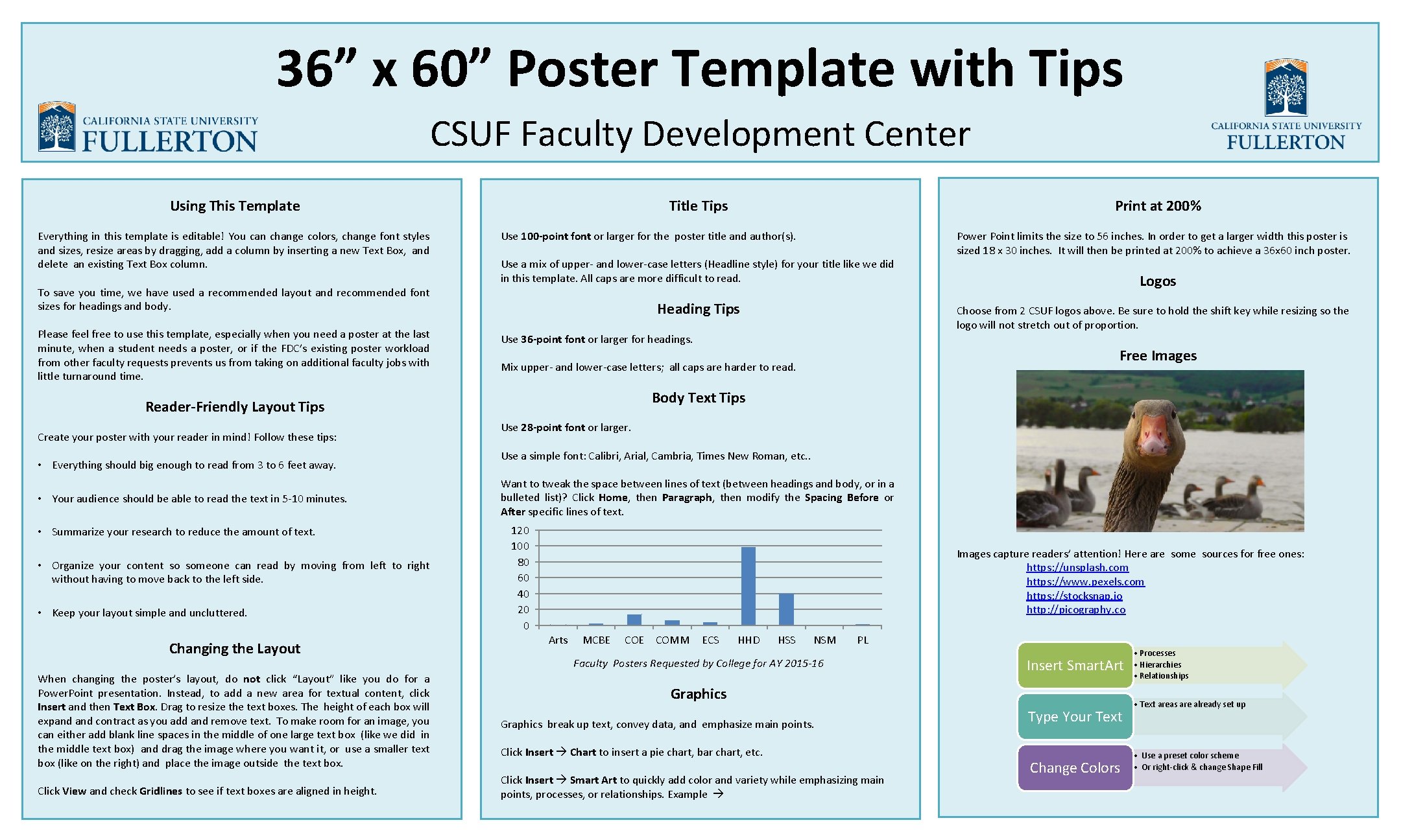 36” x 60” Poster Template with Tips CSUF Faculty Development Center Using This Template