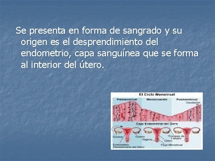  Se presenta en forma de sangrado y su origen es el desprendimiento del