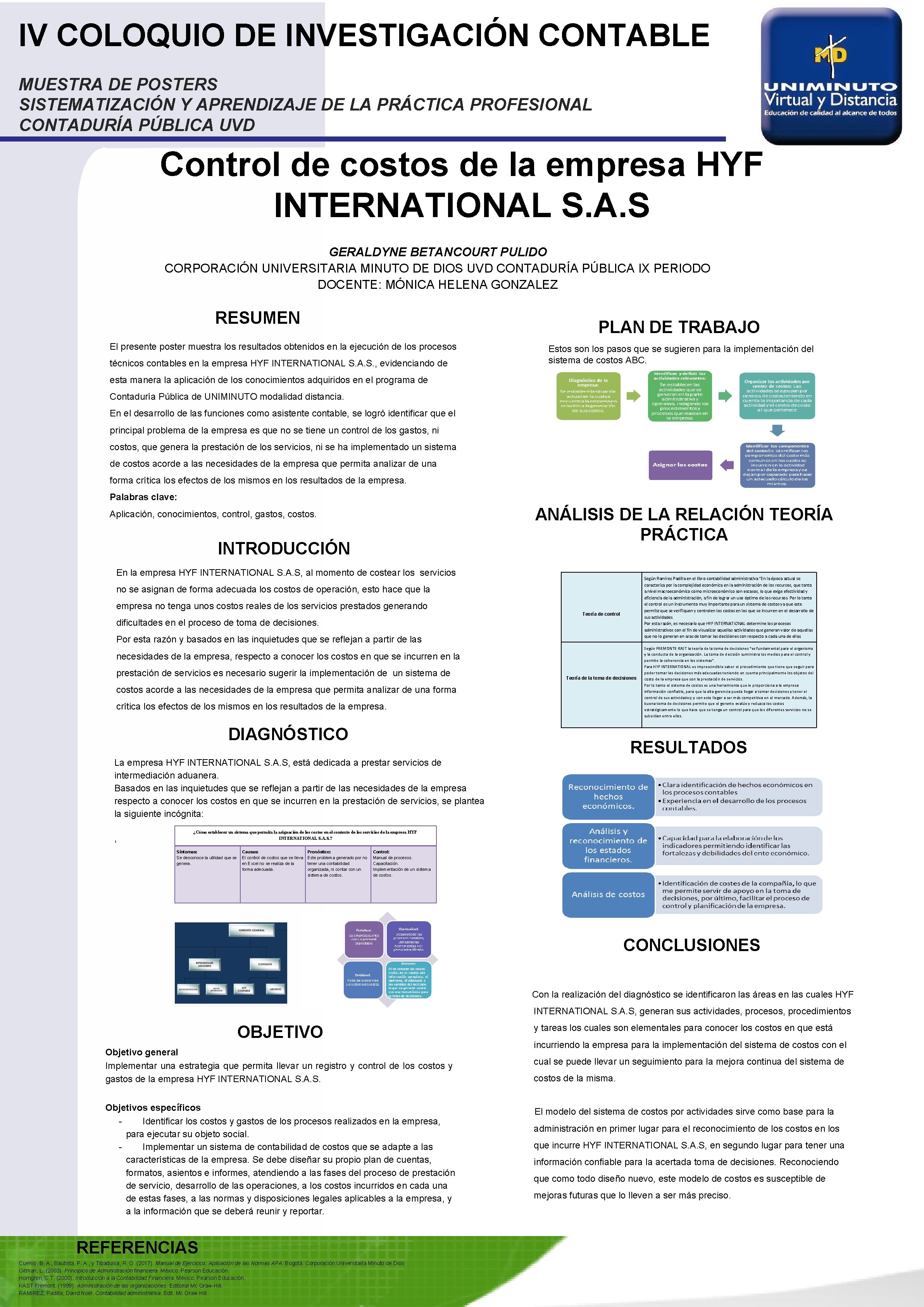 IV COLOQUIO DE INVESTIGACIÓN CONTABLE MUESTRA DE POSTERS SISTEMATIZACIÓN Y APRENDIZAJE DE LA PRÁCTICA