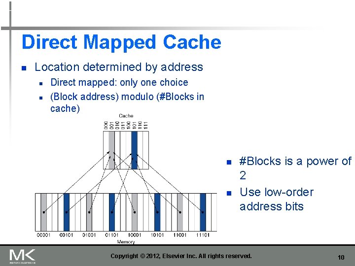 Direct Mapped Cache n Location determined by address n n Direct mapped: only one Direct Mapped Cache n Location determined by address n n Direct mapped: only one