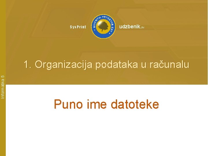 Sys. Print udzbenik. hr Informatika 5 1. Organizacija podataka u računalu Puno ime datoteke