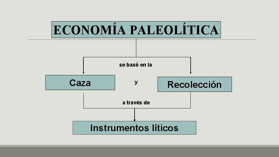 ECONOMÍA PALEOLÍTICA se basó en la Caza y Recolección a través de Instrumentos líticos