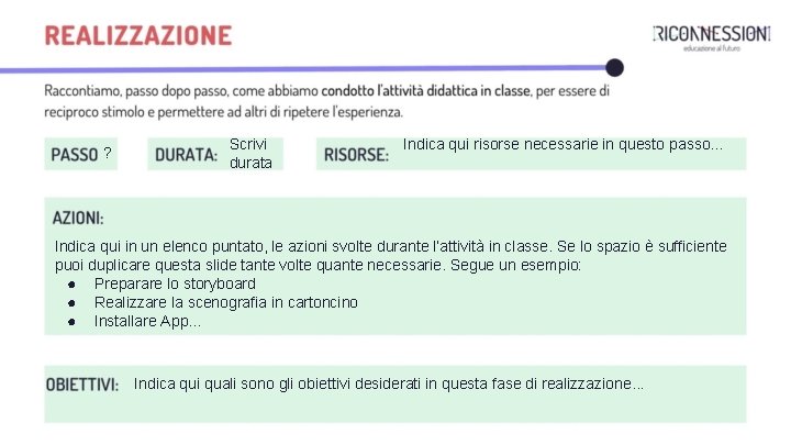 ? Scrivi durata Indica qui risorse necessarie in questo passo. . . Indica qui