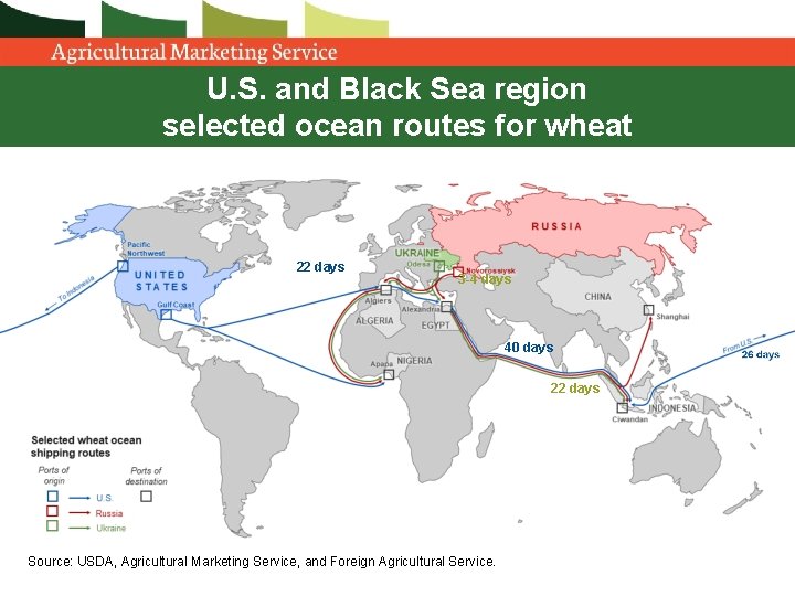 U. S. and Black Sea region selected ocean routes for wheat 22 days 3 U. S. and Black Sea region selected ocean routes for wheat 22 days 3