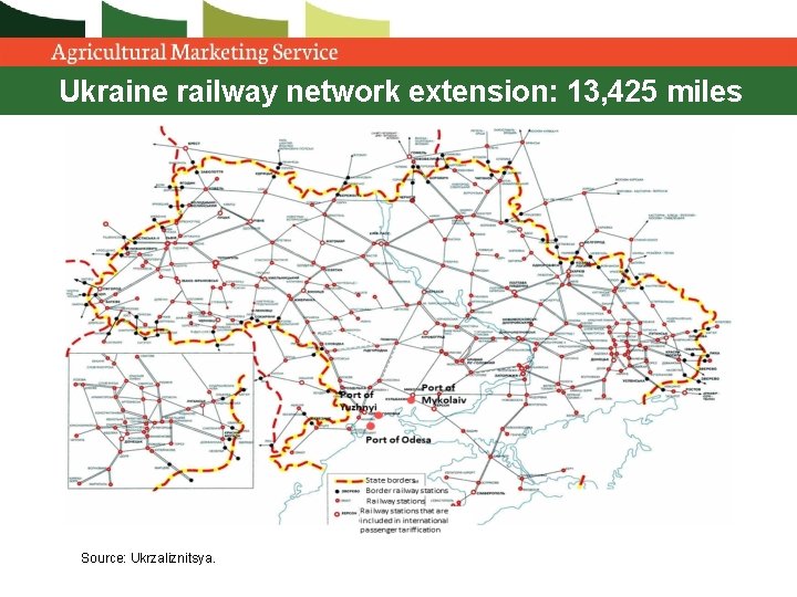 Ukraine railway network extension: 13, 425 miles Source: Ukrzaliznitsya. Ukraine railway network extension: 13, 425 miles Source: Ukrzaliznitsya.