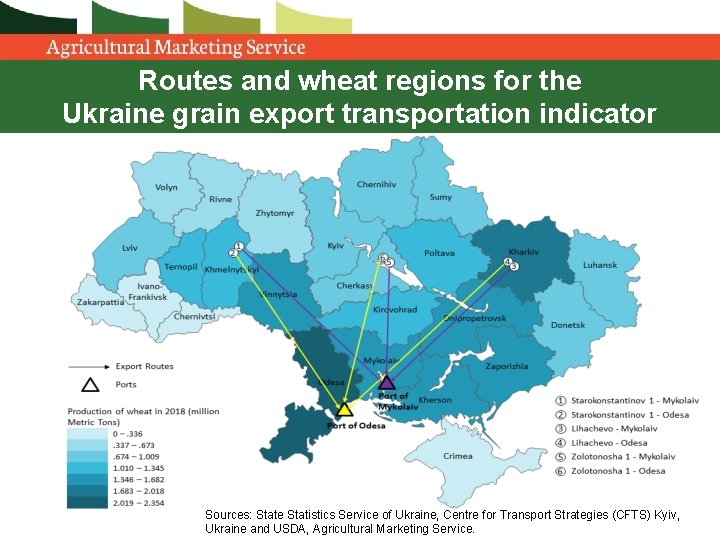 Routes and wheat regions for the Ukraine grain export transportation indicator Sources: State Statistics Routes and wheat regions for the Ukraine grain export transportation indicator Sources: State Statistics