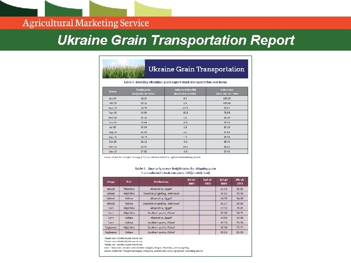Ukraine Grain Transportation Report Ukraine Grain Transportation Report