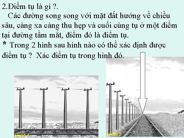 2. Điểm tụ là gì ? . Các đường song với mặt đất hướng