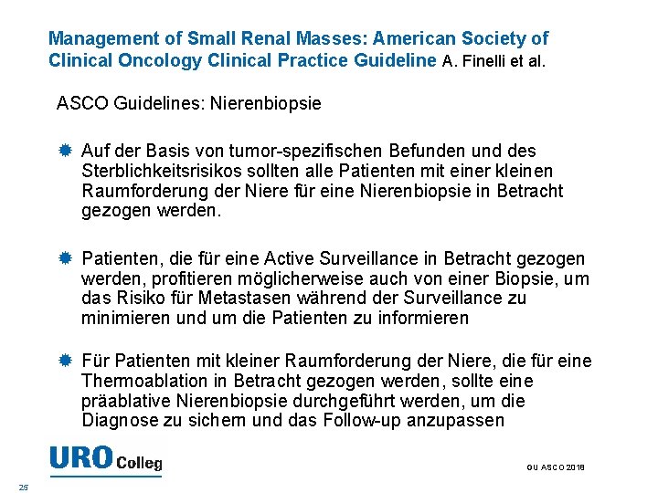 Management of Small Renal Masses: American Society of Clinical Oncology Clinical Practice Guideline A.
