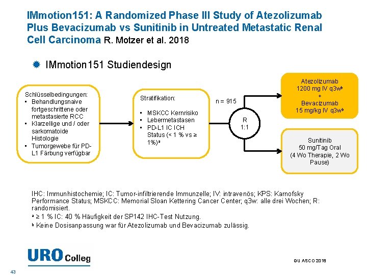 IMmotion 151: A Randomized Phase III Study of Atezolizumab Plus Bevacizumab vs Sunitinib in