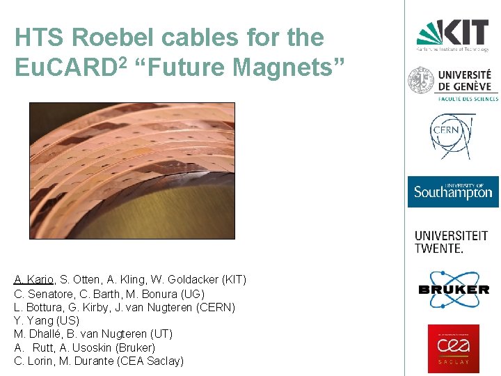 HTS Roebel cables for the Eu. CARD 2 “Future Magnets” A. Kario, S. Otten,