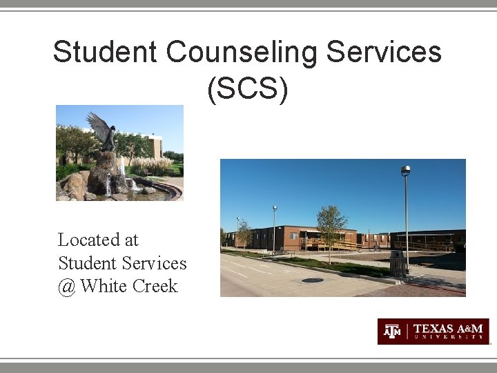 Student Counseling Services (SCS) Located at Student Services @ White Creek 