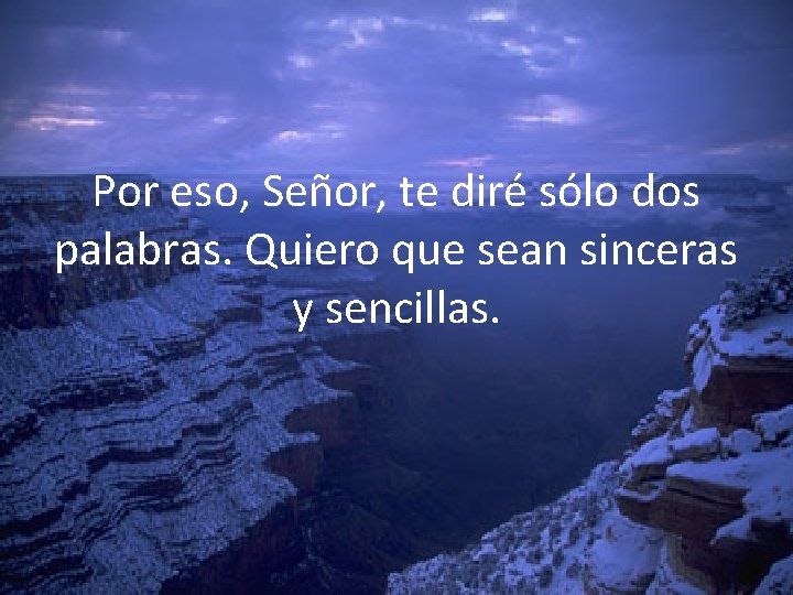 Por eso, Señor, te diré sólo dos palabras. Quiero que sean sinceras y sencillas.