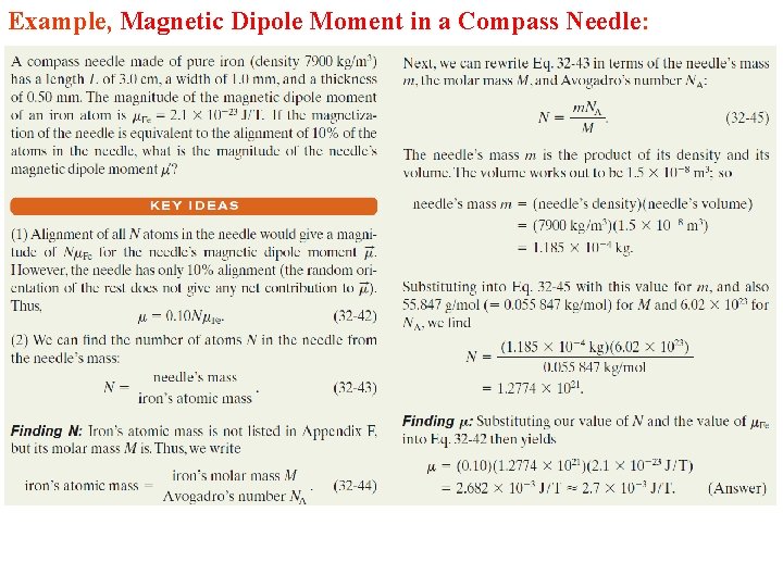 Example, Magnetic Dipole Moment in a Compass Needle: 