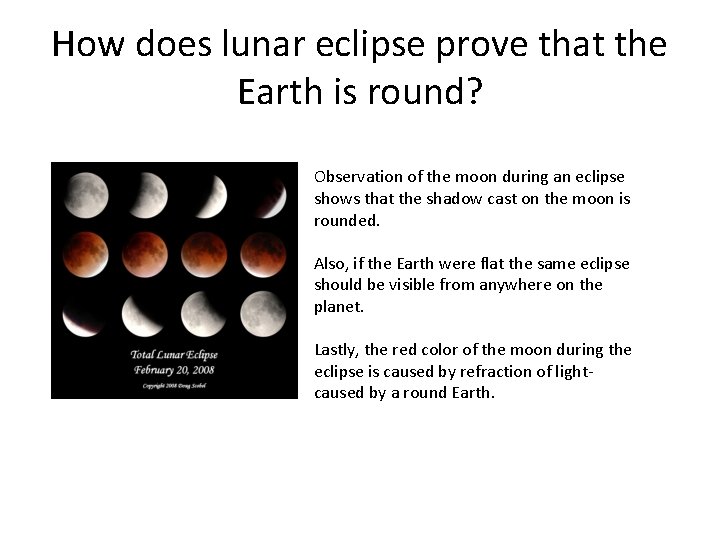 How does lunar eclipse prove that the Earth is round? Observation of the moon