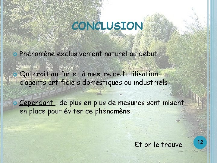 CONCLUSION Phénomène exclusivement naturel au début Qui croit au fur et à mesure de