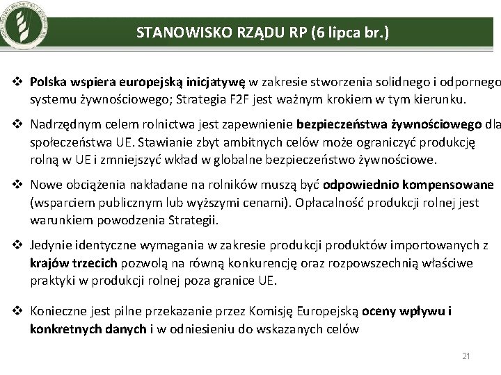 STANOWISKO RZĄDU RP (6 lipca br. ) v Polska wspiera europejską inicjatywę w zakresie