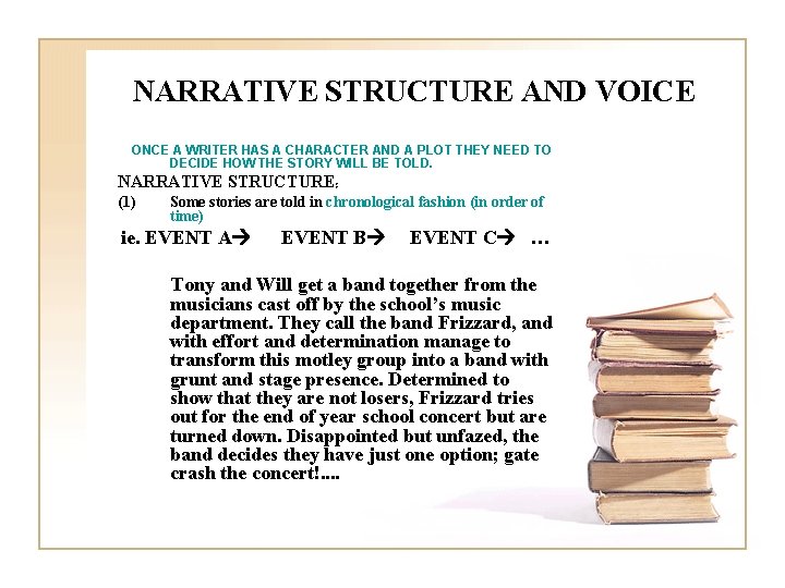 NARRATIVE STRUCTURE AND VOICE ONCE A WRITER HAS A CHARACTER AND A PLOT THEY