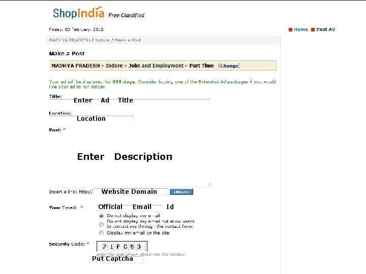 Enter Ad Title Location Enter Description Website Domain Official Email Put Captcha Id Enter Ad Title Location Enter Description Website Domain Official Email Put Captcha Id