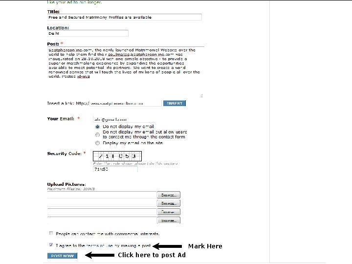 Mark Here Click here to post Ad Mark Here Click here to post Ad