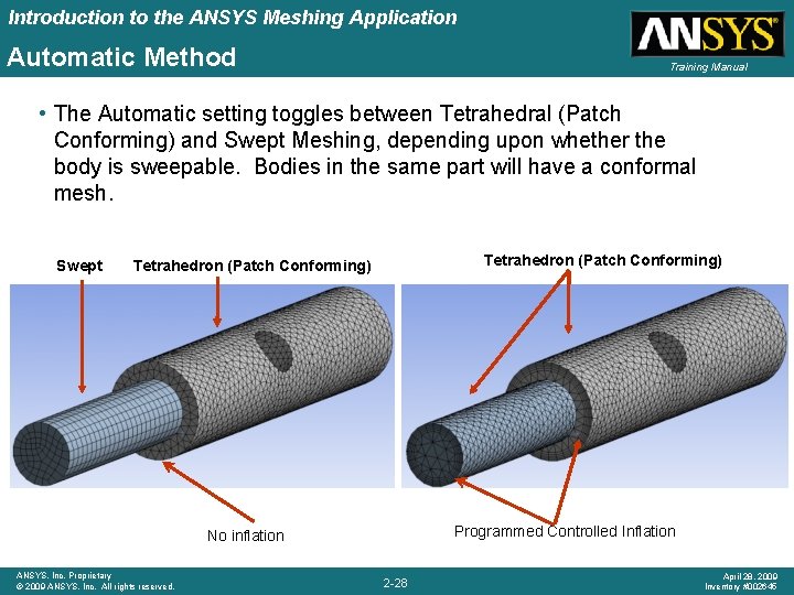 Introduction to the ANSYS Meshing Application Automatic Method Training Manual • The Automatic setting