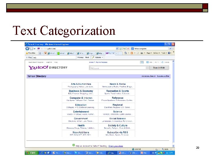 Text Categorization 29 
