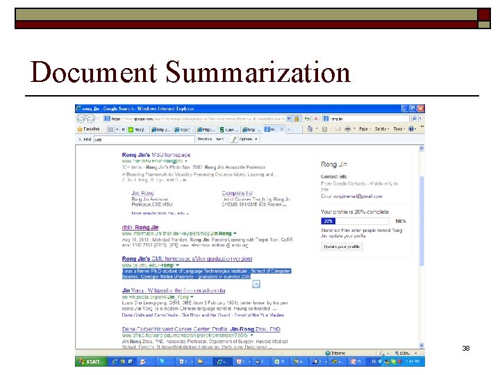 Document Summarization 38 