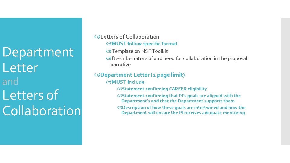  Letters of Collaboration Department Letter and Letters of Collaboration MUST follow specific format