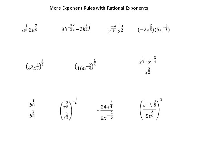 More Exponent Rules with Rational Exponents 