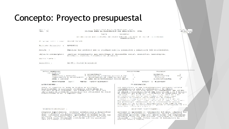 Concepto: Proyecto presupuestal 
